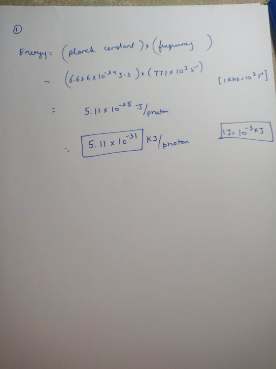 Enagy = (planch constant )x frequens ) (6.626x10 -343-5 ) x (77141035-1) - [1 Khz=103] 5.11 X 1028 5 / proton 13=163 kJ - [ 5