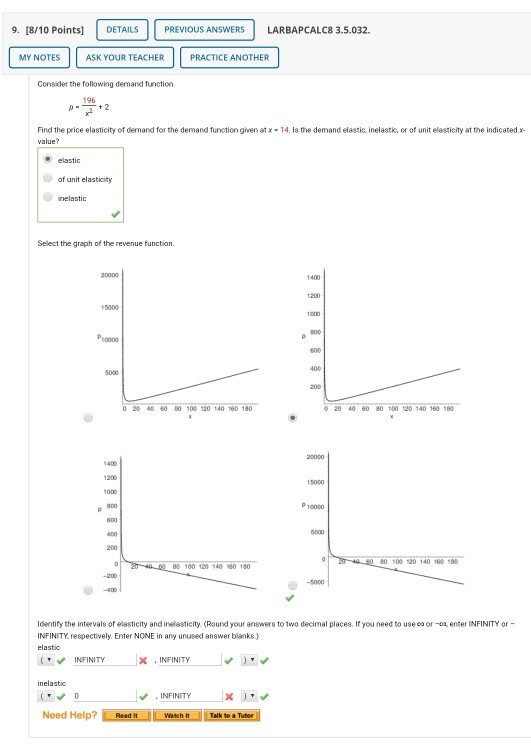 9. [8/10 Points) DETAILS PREVIOUS ANSWERS LARBAPCALC8 3.5.032. MY NOTES ASK YOUR TEACHER PRACTICE ANOTHER Consider the follow