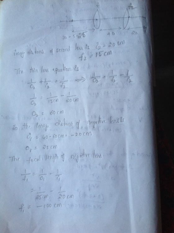n lens equation s O : 60cm