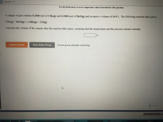 A sample of gas contains 0.2000 mol of CH(g).mil 0