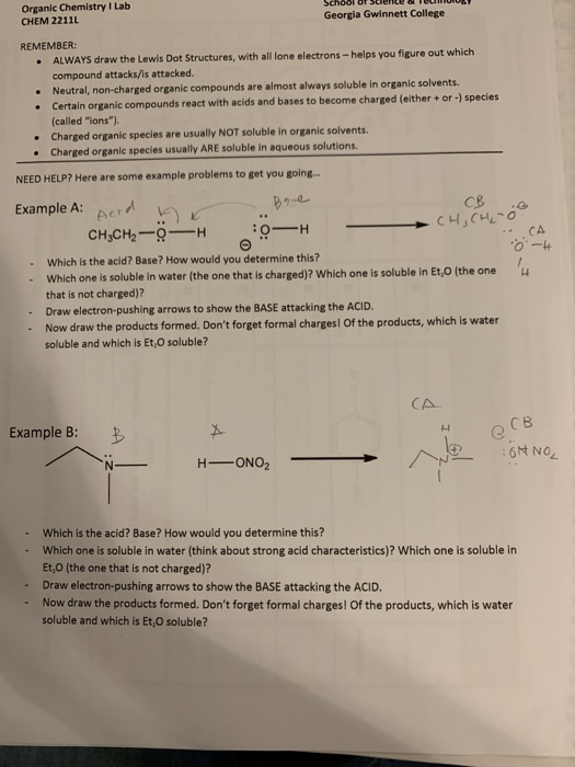 Organic Chemistry I Lab CHEM 2211L School of Science & TUNIUI Georgia Gwinnett College REMEMBER: • ALWAYS draw the Lewis Dot