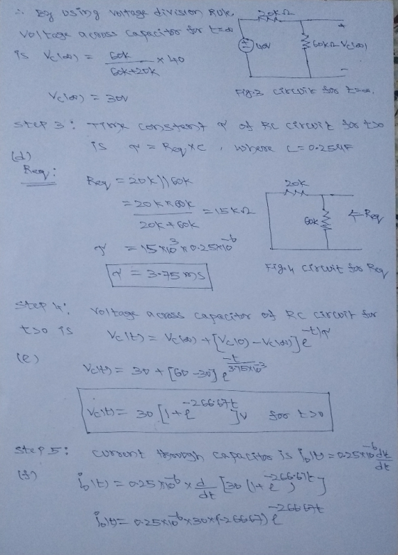 pokra in Dg using voltage diviston Rule Voltage across Capacitor for tad a Vela - Set - x 40 3 boks clool Fig. 3 Velot) - 300