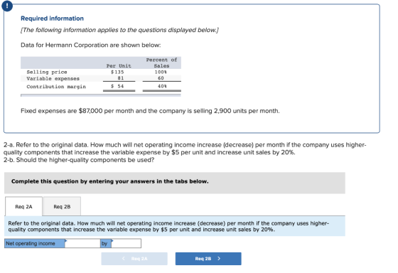 Required information [The following information applies to the questions displayed below.) Data for Hermann Corporation are s