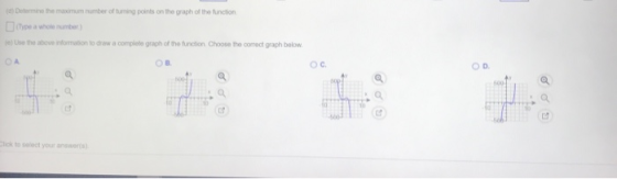 (d) Determine the maximum number of turning points on the graph of the function type a whole number) el use the above informa