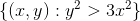 \{(x,y):y^2>3x^2\}