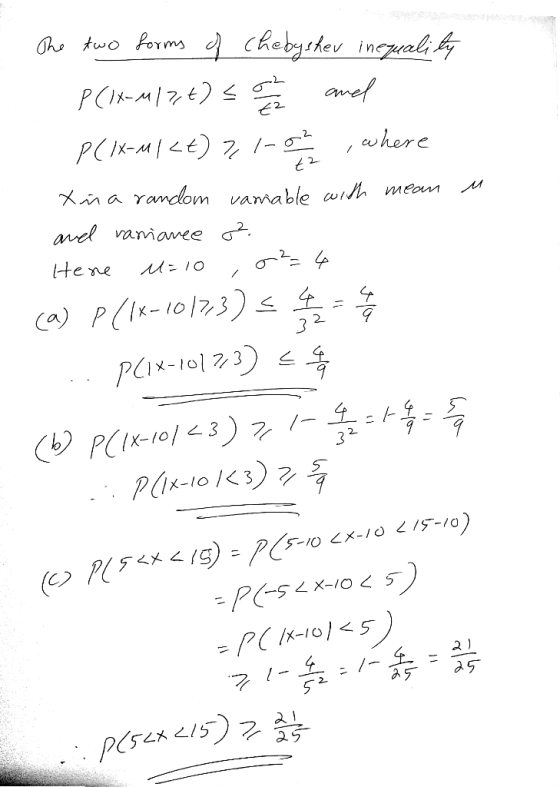The two forms of Chebyshev inequality P(IX-M17+) = a la and P(IX-MILE) 7,1-02 , where Xüa random vamable with meam u and vari