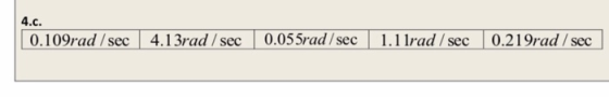 4.c. 0.109rad/sec 4.13rad /sec 0.055rad/sec rad/sec 0.219rad/ sec