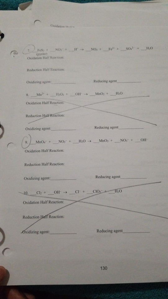 Oxidation H NO₂+ Fe + sor + H₂O Fes: Not pyrite) Oxidation Hall Reaction: Reduction Hall Reaction Oxidizing agent: Reducing a