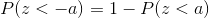 P(z<-a) = 1-P(z<a)