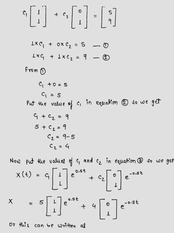“[:] *-[:] [: G 1 IX G + oxcy = 5 IxG + Ixcą = 9 2 from C +0 = 5 C = 5 Put the value of c, in equation ® so we get G + C₂ =9