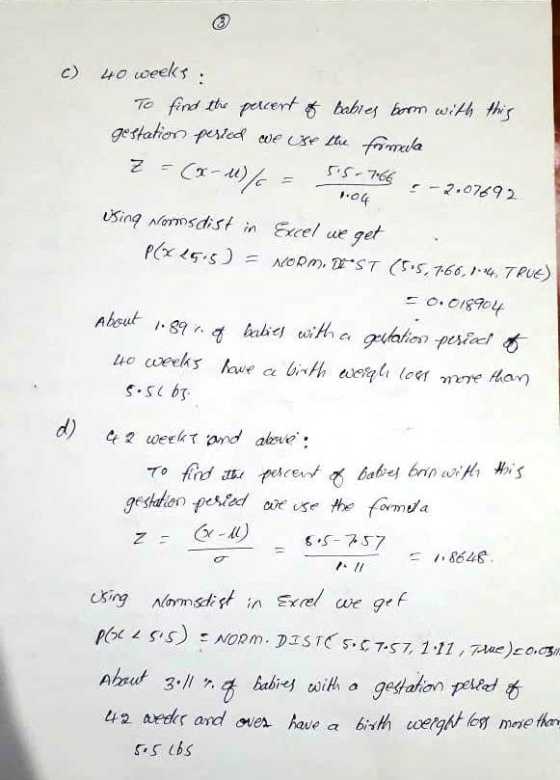 4o weeks: To find the percent t bablef baron ωAh this 2.079 using nomnsdist i Excel ue gdt et Q ueekて.ond aloue.. 飞57 ート861 42 aeets and over have a bthehte me her