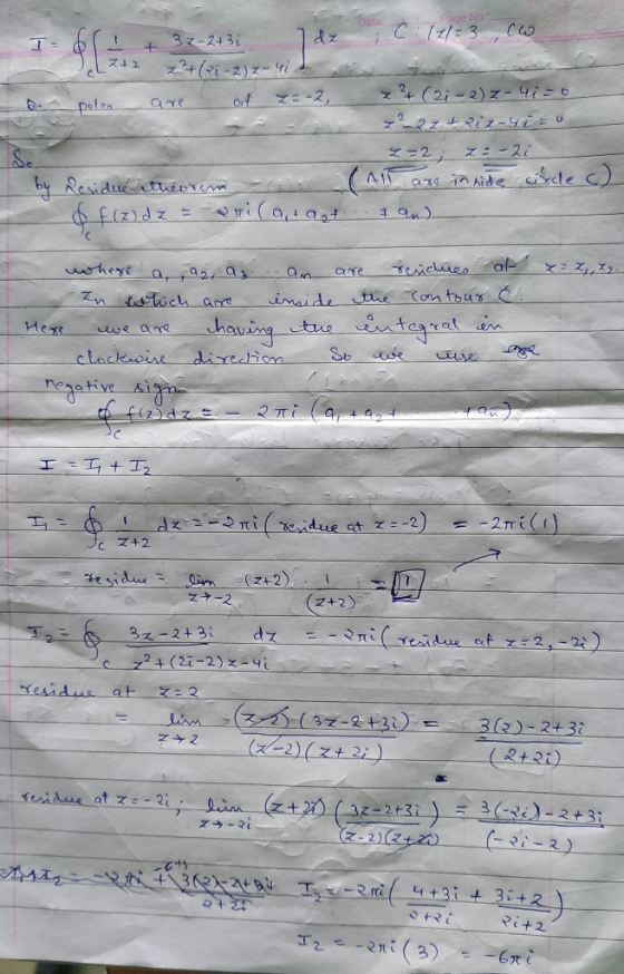 Date Page NO I-61 C:111=3 , Cw J.L2+2 + 32-2+3; de z²+(21-2)=-40 are af z=-2, - bon polon S x²+(21-2) Z-41=0 7²22+Riz-yito 2=