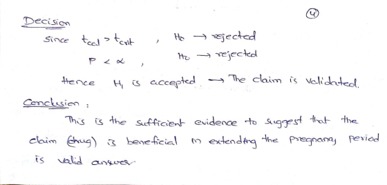 Decisin Since teel teat tcd The claim is Val Hence Hı is accepted → e chim ƯVeldded This ts the Sufficient evidence tosggs t the chim ugbene ficial tepenama reviad Caun is valid ansves
