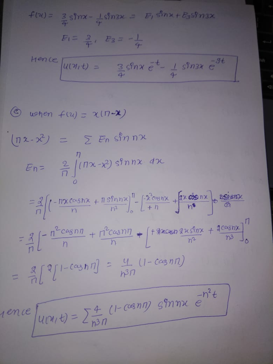 f(u) 3 sina-in Hence ift t 3 4 ushen fu) xin- 2- En sin nx En= cos nx - 1x cashx +h n2 n 3casnx +xcesn ausinx + n2 ncas nn +