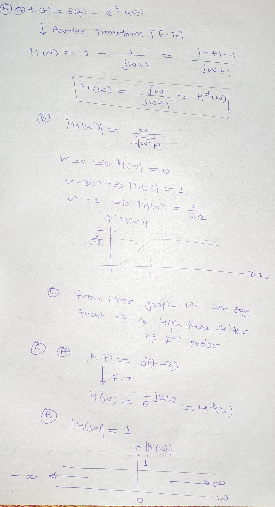5 h = &A) - t Pourier Hin) = 1 ētuG) Transform - 1 - [foto] = jwti- jot MW) = jw - Hfcw) jwt) ® 14W) = क wzo = w oo wz1 4 (W)