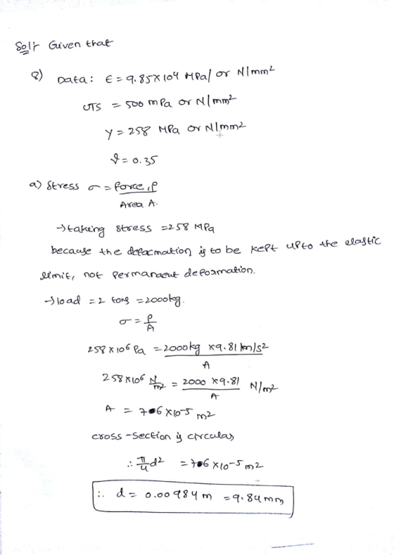 i r Given that 2) y to be kept URto the olasec 斤 csoss-section cơcula)