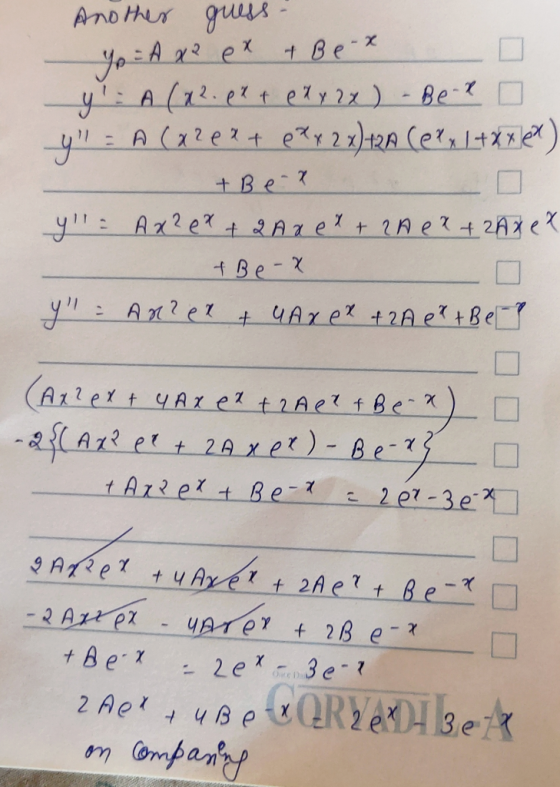Another guess - yo - A ? ex Be-x у: A (12. e1t exy 27 ) - Ве - 1 0 1 = A (?ext exx 2 x) (ex, I-е) +ве - 7 ут: Ах? е? + Aa e1