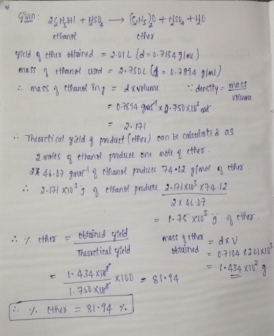 Volume Given: 2GH_0+1 + 450,- @Hs2,0 +]504 +40 ethanol ether field of other obtained = 2.012 (d = 0.713491 me) mass 1 ethanol