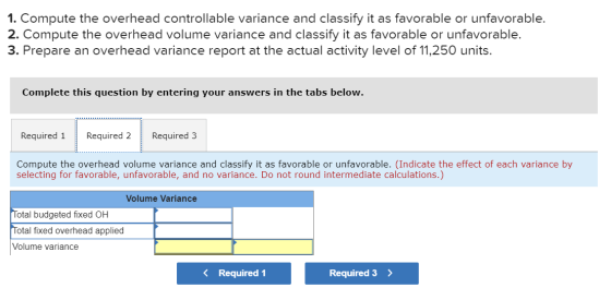1. Compute the overhead controllable variance and classify it as favorable or unfavorable. 2. Compute the overhead volume var
