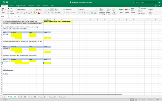 Workshop 3 Problems Student Q Search Sheet Σ AutoSum ΑΡ. door > Wrap Text Custom $ % ) 0 .00 Conditional Format Formatting a