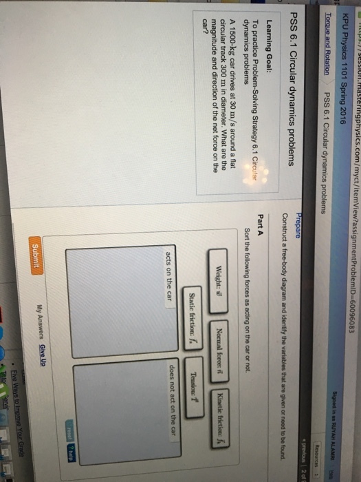 Construct a free-body diagram and identify the var