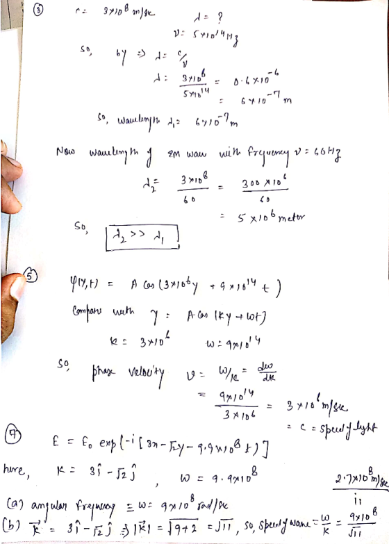 1. So, by : d = 4 d: 371 - 9.6 10 5710 0.6410 64100m so, Warelungn dia 67169m Now wamelength of En wan with frequency v= 6o