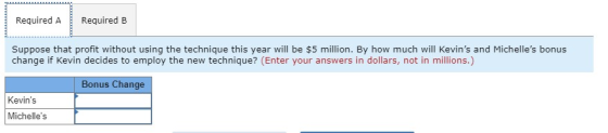 Required A Required B Suppose that profit without using the technique this year will be $5 million. By how much will Kevins