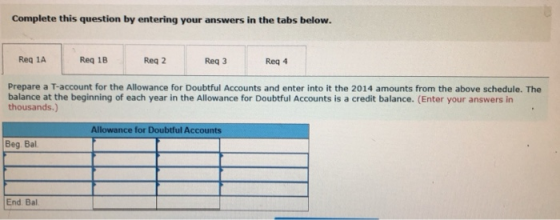 Complete this question by entering your answers in the tabs below. Reg 1A Reg 1B Reg 2 Reg 3 Reg 4 Prepare a T-account for th