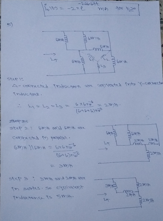 Lolts = - 266.67€ -2x e MA for to Ema 3 36 1,64 GMHB 6m Step - consected nauctors. inductors are converted to T . La Ly=Lz =