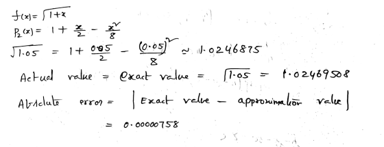 - (0..5) 246875 1 0e5 2 AcHual alue 1-05 Qxat value f02y6908 Exact velve approuima bor valke Abdelut error O.00000758