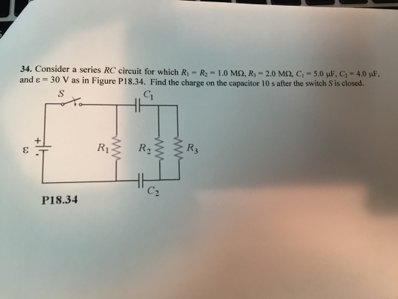 Consider a series RC circuit for which R1 = R2 = 1