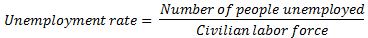 Number of people unemployed Unemployment rate = - Civilian labor force