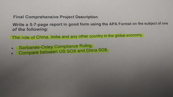 Final Comprehensive Project Description: Write a 5-7-page report in good form using the APA Format on the subject of one of t