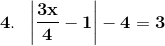 1 -4=3