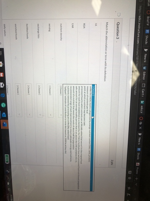 alculi O Brief Shockt New i W Edmor Cant https://edcc.instructure.com/courses/1811746742/A250936/take bedcci O QL X Newt Sho