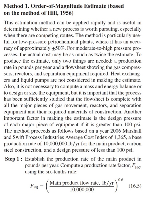 Method 1. Order-of-Magnitude Estimate (based on the method of Hill, 1956) This estimation method can be applied rapidly and i