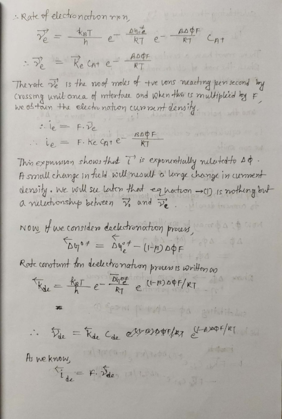 . Rate of electronation ron, de = kat & she - Bor CAT BDOF De - Recut e-Boot RT The rate Te is the noof moles of the lons nea