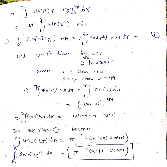 I MAWALA = f sin(82) [oon do If sin(82) ado si sin(n24y2) dA * I sin(x2) iardo 2x = TV- 2 wanz ilin do =280 Lel lp duaardo wh