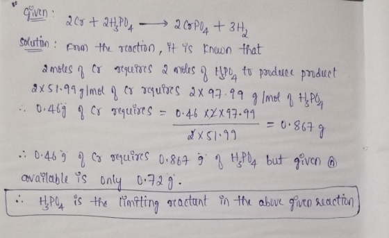 given 200+ 2HP 20004 + 3H₂ solution from the reaction, it is known that a moles of co requires a moles of the to poodelce pro