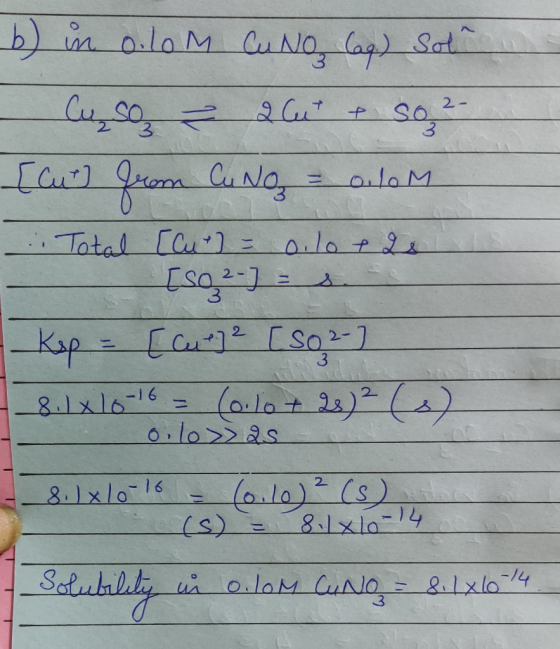 b in olom Cu No Cag) Sot Caso & 2 lut & so ² - [cur from CuNoz - colom . Total [Cu] = oilo e as - [se?) - _kap = [Cu 7² [So 2