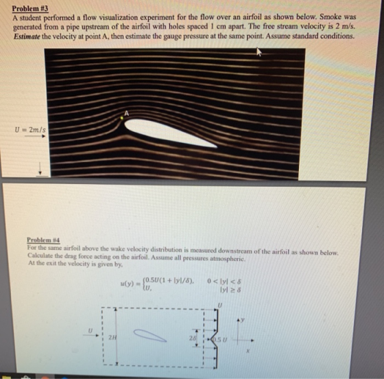 Problem #3 A student performed a flow visualization experiment for the flow over an airfoil as shown below. Smoke was generat
