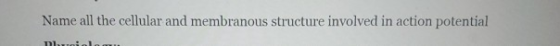 Name all the cellular and membranous structure involved in action potential Trial