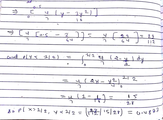 16 | > [ 디 [os 꺄 용 유음 1 . 1 dely서 12) =것틱 12월 1일 . . - ( 2 닉 18 - 요 ) - - (1-+] = 3 | Ss el x2 21 2, y < 14 2 = s/27) = 0.48