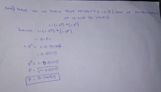 eie os we know hot reliablt cE 12 and u uwoiko) hence -C1-P*).x(1-P2) P1-o 3486 6.651S F 31-0-6515 p 6, 3435