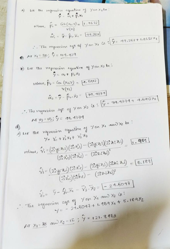 a) Let the neguessicu equation of you Xile: whene, ß = Gov (X,Y) - 1.8622] 2 = 7 - 8. . x = (19,2521) :. The neguession aan o