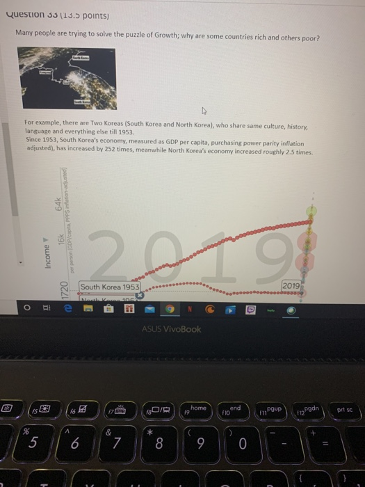 Question 33 (13.5 points) Many people are trying to solve the puzzle of Growth; why are some countries rich and others poor?