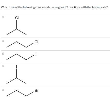 Which one of the following compounds undergoes E2 reactions with the fastest rate? CI ^ B