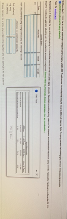 the On December 31, 2011. A c eable balance of Alpha Company is $200.000. The lowance for choon te vew the song whee) Read th