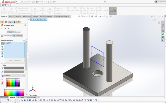 35 SOLIDWORKS 2M* > Search Comm Referenc... Curves Instant3D Swept Boss/Base Extruded Revolved Lofted Boss/Base Boss/Base Bos