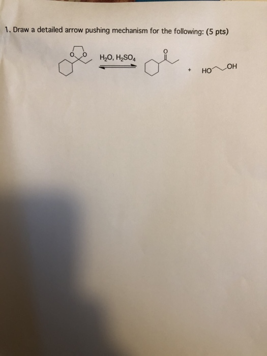 1. Draw a detailed arrow pushing mechanism for the following: (5 pts) H2O, H2SO4 ОН но +